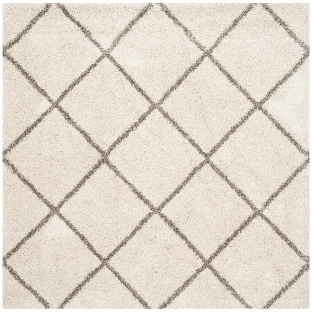 Safavieh 11 x 11 ft. Hudson Shag Power Loomed Square Area Rug; Ivory & Grey SGH281A-11SQ